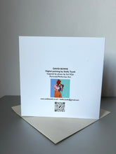 Load image into Gallery viewer, Greetings card back featuring artwork of David Bowie by Stella Tooth artist