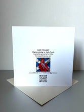 Load image into Gallery viewer, Greetings card back of digital painting of Sir Rod Stewart performing by Stella Tooth artist