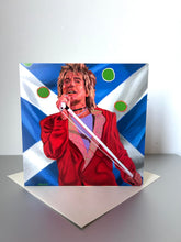 Load image into Gallery viewer, Greetings card of digital painting of Sir Rod Stewart performing by Stella Tooth artist