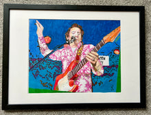 Load image into Gallery viewer, Mixed media portrait of Ronnie Wood at Half Moon Putney by Stella Tooth framed