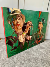 Load image into Gallery viewer, The Selecter ska band musicians performing at a show in London original artwork oil on canvas painting by Stella Tooth artist side