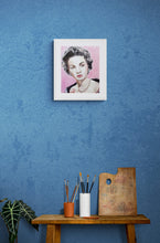 Load image into Gallery viewer, Vivien Leigh actress portrait pencil on paper in pink and black by London based artist Stella Tooth