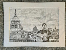 Load image into Gallery viewer, Alex Gibson Southbank London busker Mixed media on paper artwork by Stella Tooth Artist