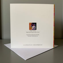 Load image into Gallery viewer, Back of Roger Daltrey greetings card by Stella Tooth
