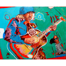 Load image into Gallery viewer, Badly Drawn Boy and Guy Davis acrylic on cradled gesso panel by Stella Tooth