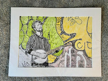 Load image into Gallery viewer, Banjo Player Jimmy Grayburn Pencil on Paper Artwork by Stella Tooth Artist