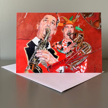 Load image into Gallery viewer, Bob Kerr's Whoopee Band fine art greetings card by Stella Tooth music art