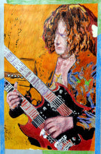 Load image into Gallery viewer, Boot-Led-Zeppelin's 'JImmy Page' mixed media on paper by Stella Tooth music art