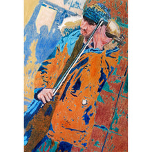 Load image into Gallery viewer, Busker performing in Florence mixed media drawing on paper by Stella Tooth