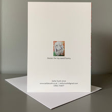 Load image into Gallery viewer, Fine art greetings card of a lop-eared rabbit by Stella Tooth animal art back view