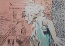 Load image into Gallery viewer, The tightropewalker teal original mixed media artwork by Stella Tooth
