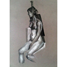 Load image into Gallery viewer, Female nude chalk charcoal life drawing on paper by Stella Tooth Portrait Artist