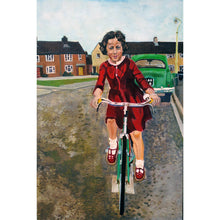 Load image into Gallery viewer, My first bike ride oil on canvas artwork by Stella Tooth