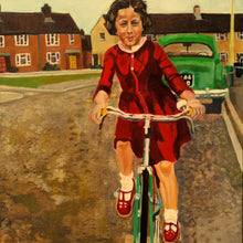 Load image into Gallery viewer, My first bike ride oil on canvas artwork by Stella Tooth
