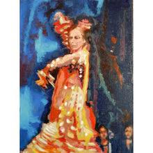 Load image into Gallery viewer, Spanish flamenco dancer dancing in Seville Spain oil on canvas original artwork by portrait painter Stella Tooth