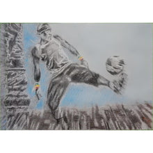 Load image into Gallery viewer, Footballer Iya Traore busking Paris by Stella Tooth pencil on paper.