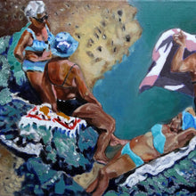 Load image into Gallery viewer, Ischia friends oil on canvas by Stella Tooth bather artist