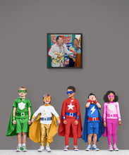 Load image into Gallery viewer, Johnny Gunner and the Raiders music band performing live oil on canvas in frame artwork by Stella Tooth