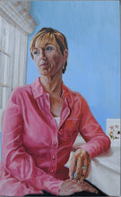 Load image into Gallery viewer, Original oil painting of Julie Etchingham of ITV News at 10 by Stella Tooth portrait artist