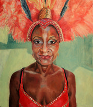 Load image into Gallery viewer, Fine art print of JumpJumping Up - original oil painting of Notting Hill carnival dancer by Stella Tooth artist