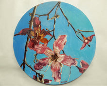 Load image into Gallery viewer, Lillies Original Round Oil Painting Artwork by Stella Tooth
