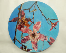 Load image into Gallery viewer, Lillies Original Round Oil Painting Artwork by Stella Tooth
