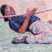 Load image into Gallery viewer, Limbo How low can you go mixed media drawing artwork on paper artwork by Stella Tooth street performer in London Detail