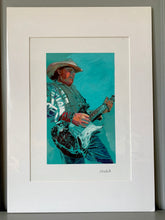 Load image into Gallery viewer, Digital painting of Los Pacaminos' Jamie Moses by Stella Tooth printed on recycled matt cocoon paper