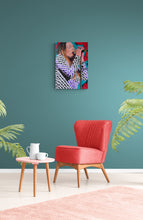 Load image into Gallery viewer, Lynne Jackaman musician and singer performing at the Half Moon Putney mixed media drawing on paper artwork by Stella Tooth