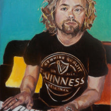 Load image into Gallery viewer, Marky Dawson performing in lockdown, oil on canvas artwork by Stella Tooth