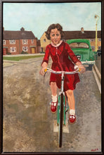 Load image into Gallery viewer, My first bike ride oil on canvas artwork by Stella Tooth