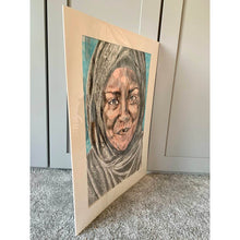 Load image into Gallery viewer, Nadiya Jamir Hussain by Stella Tooth original mixed media portrait drawing on paper of television presenter and chef side