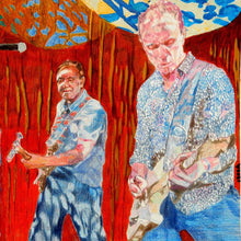 Load image into Gallery viewer, Nick Masons Saucerful of Secrets at the Half Moon Putney mixed media of by London based musician artist Stella Tooth Detail