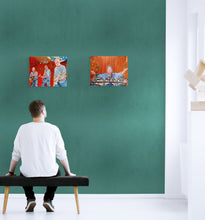 Load image into Gallery viewer, Pink Floyds Nick Mason at the Half Moon Putney mixed media portrait of by London based musician artist Stella Tooth