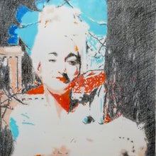 Load image into Gallery viewer, Passion vs Courage The Tightrope mixed media on paper original artwork by Stella Tooth of tightropewalker in Venice Detail