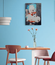 Load image into Gallery viewer, Passion vs Courage The Tightrope mixed media on paper original artwork by Stella Tooth of tightropewalker in Venice