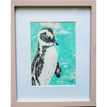 Load image into Gallery viewer, Percy penguin pencil on paper drawn artwork framed by Stella Tooth