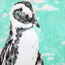Load image into Gallery viewer, Percy penguin pencil on paper close up artwork by Stella Tooth
