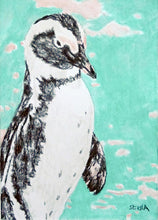 Load image into Gallery viewer, Percy penguin pencil on paper by Stella Tooth