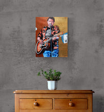 Load image into Gallery viewer, Peter Donegan at the Half Moon Putney Mixed media on paper of musician by London based performer artist Stella Tooth