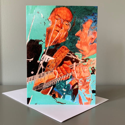Fine art greetings card reproduced from mixed media artwork by Stella Tooth of Ralph McTell 