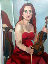 Load image into Gallery viewer, Original oil painting of The Violinist by Stella Tooth music art

