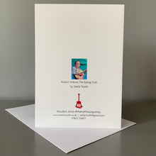 Load image into Gallery viewer, Fine art greetings card of Robert Hokum reproduced from original artwork by Stella Tooth music art back view.