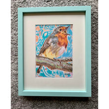 Load image into Gallery viewer, Robin redbreast pencil on paper against grey by Stella Tooth