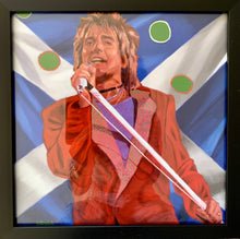 Load image into Gallery viewer, Rod Stewart digital painting by Stella Tooth musician artist inspired by photo by Solomon N&#39;Jie glazed in frame
