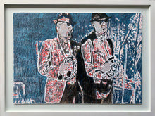 Load image into Gallery viewer, Rollin’ rollin’ rollin’, The Rawhides, pencil on paper artwork by Stella Tooth