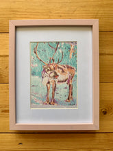 Load image into Gallery viewer, Rudolph the red nosed reindeer pencil on paper artwork by Stella Tooth in frame