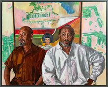 Load image into Gallery viewer, Frank Bowling ‘Cover Girl’ painting with Ben and Sacha oil portrait by Stella Tooth