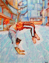 Load image into Gallery viewer, Manuele d’Aquino street performer South Bank London acrobat portrait drawing original artwork by Stella Tooth artist display