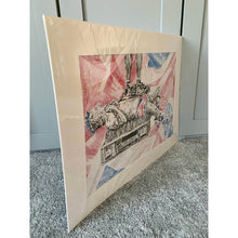 Load image into Gallery viewer, Spikey Union Jack busker performing in Covent Garden in London pencil drawing on paper artwork by Stella Tooth side